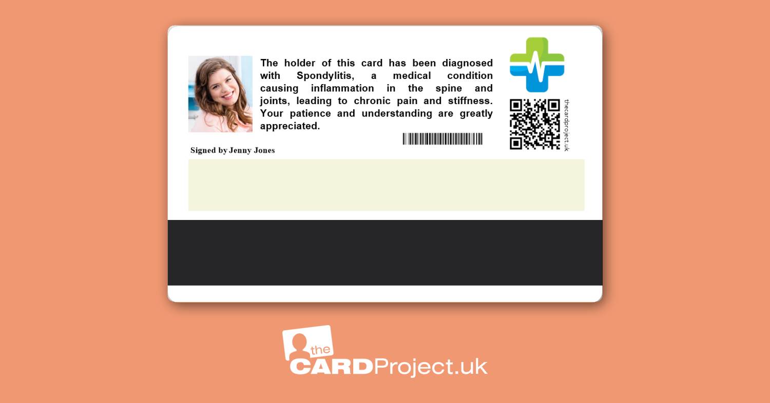 Spondylitis Premium Medical Photo ID Card (REAR)